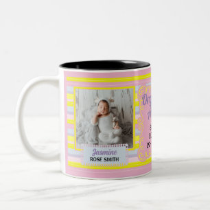 Spanish Proud Grandmother Pink Yellow 2 Photo Two-Tone Coffee Mug