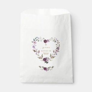 Spanish Purple Pink Flowers Gold Girl Bautizo Favour Bag