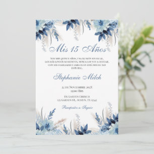 Spanish Quinceanera Navy Floral Invitation