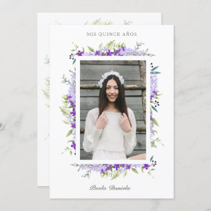 Spanish Quinceañera Photo Flower Branches Invitation