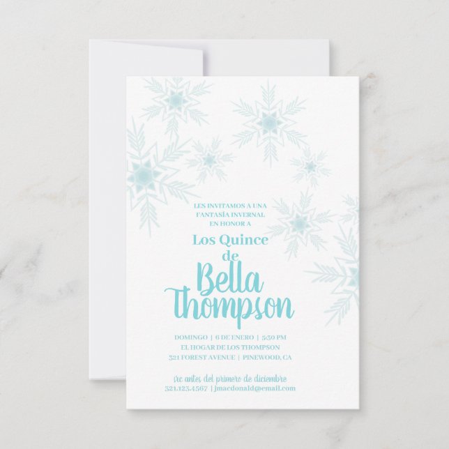 SPANISH quinceañera WINTER WONDERLAND birthday Invitation (Front)