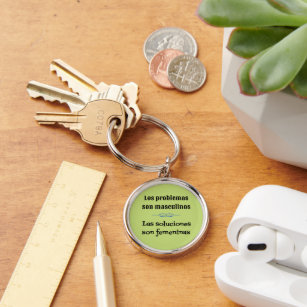 Spanish quote language learning green keychain