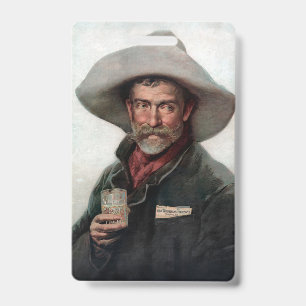 Spanish Ranchero Cowboy in Old West Saloon Badge