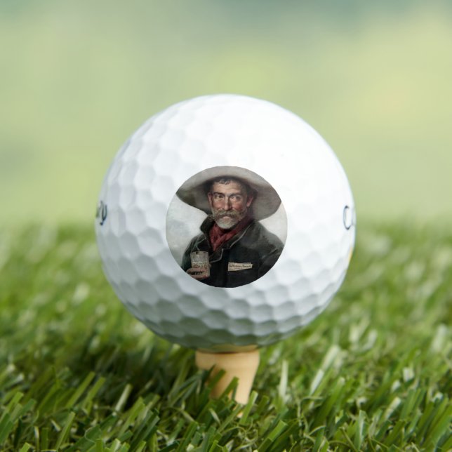 Spanish Ranchero Cowboy in Old West Saloon Golf Balls (Insitu Tee)