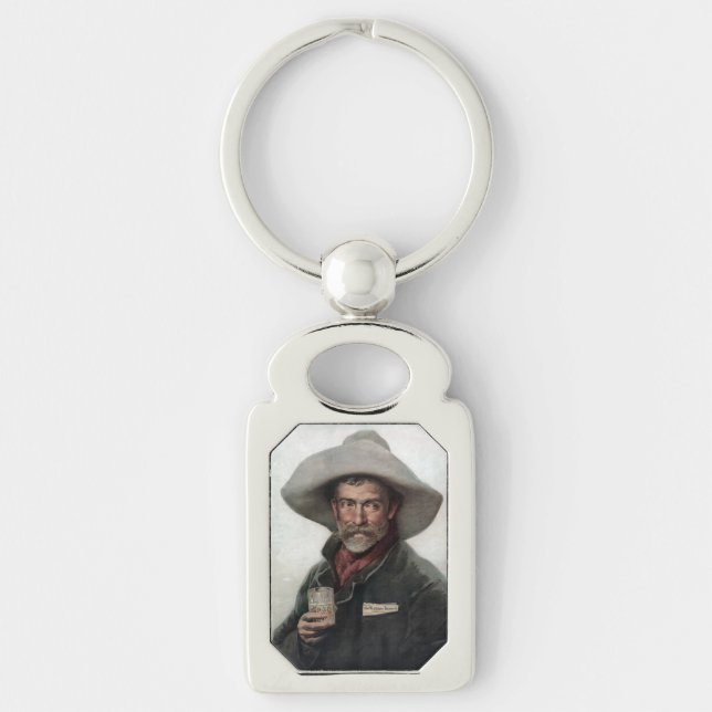 Spanish Ranchero Cowboy in Old West Saloon Keychain (Front)