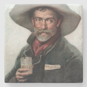 Spanish Ranchero Cowboy in Old West Saloon Stone Coaster