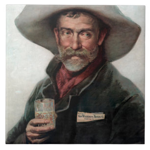 Spanish Ranchero Cowboy in Old West Saloon Tile