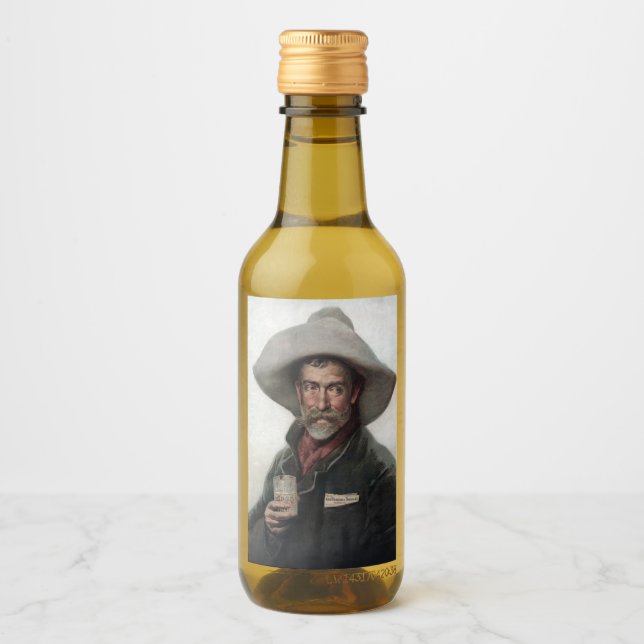 Spanish Ranchero Cowboy in Old West Saloon Wine Label (Front)