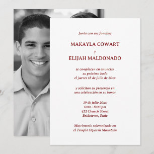 Spanish Red and White Wedding Reception Invitation