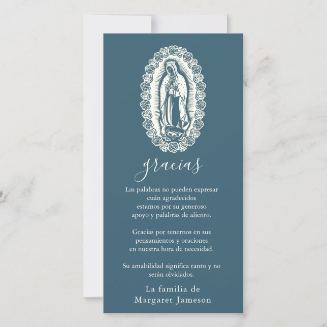 Spanish Religious Funeral Guadalupe Thank You (Front)
