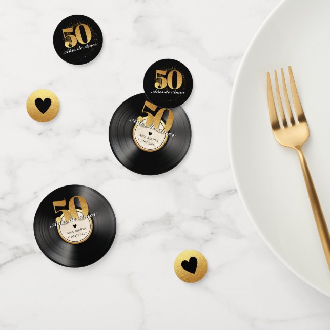 Spanish Retro Vinyl Record 50th Anniversary Confetti (Group)