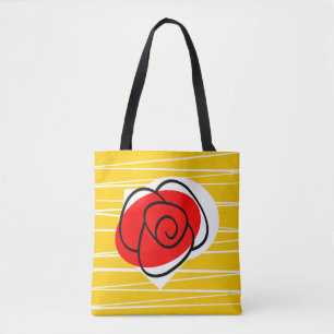 Spanish Rose all over tote red back Bag