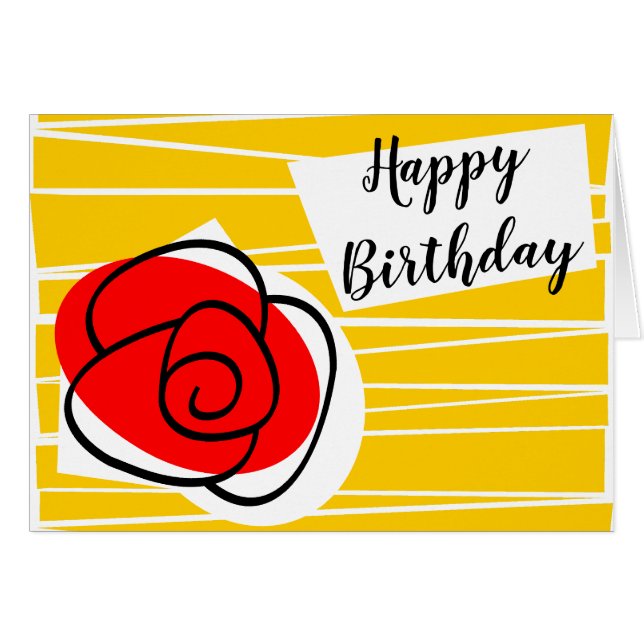 Spanish Rose Birthday greetings card landscape (Front Horizontal)
