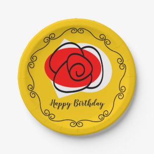 Spanish Rose Border Birthday paper plate