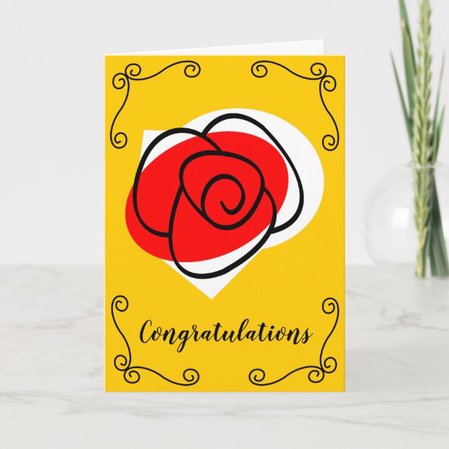 Spanish Rose Corners Congratulations vertical Card (Front)