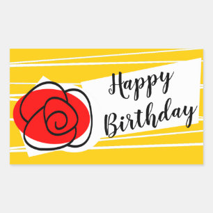 Spanish Rose Happy Birthday rectangle Sticker