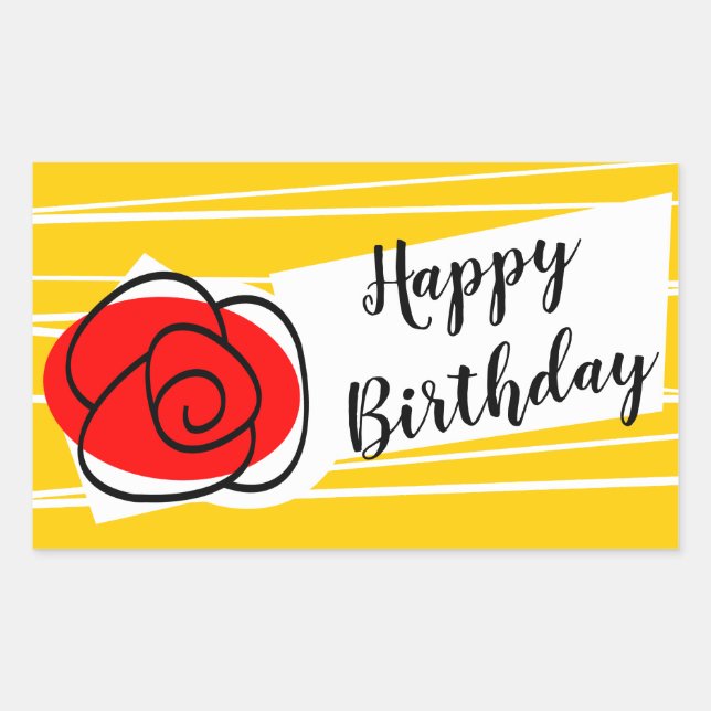 Spanish Rose Happy Birthday rectangle Sticker (Front)