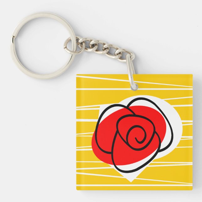 Spanish Rose keychain acrylic square (Front)