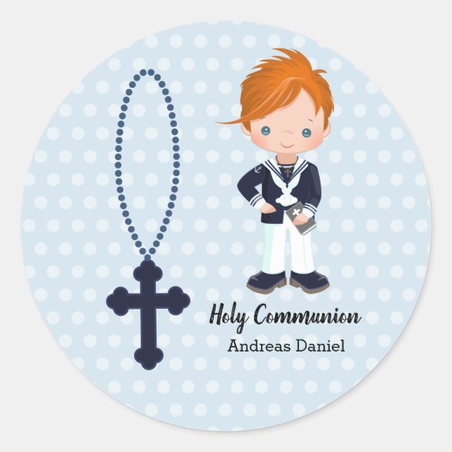 Spanish Sailor First Communion boy Classic Round Sticker (Front)
