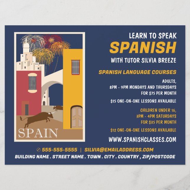 Spanish Scene, Spanish Language Course Advertising Flyer (Front)