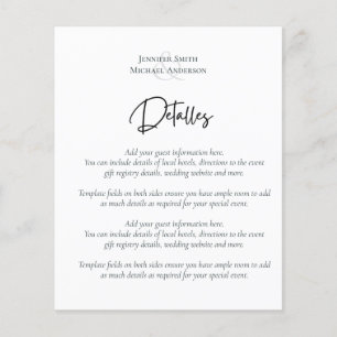 Spanish Script Wedding Detalles Template Enclosure
