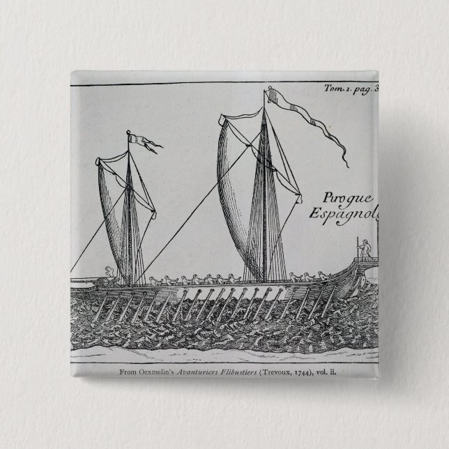 Spanish Ship' 2 Inch Square Button (Front)