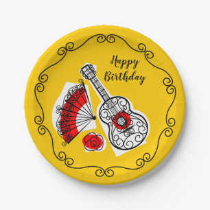Spanish Souvenirs Border Birthday paper plate
