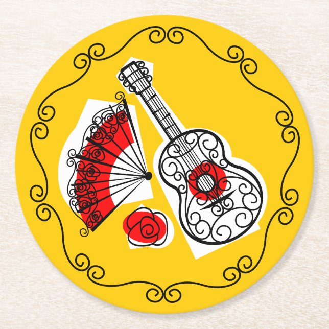 Spanish Souvenirs Border coaster round (Front)