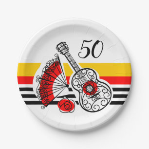 Spanish Souvenirs Classic Stripe 50 Age Paper Plate