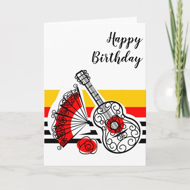 Spanish Souvenirs Classic Stripe Birthday Text Card (Front)