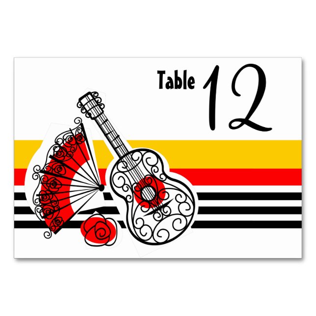 Spanish Souvenirs Classic Stripe landscape Table Number (Front)
