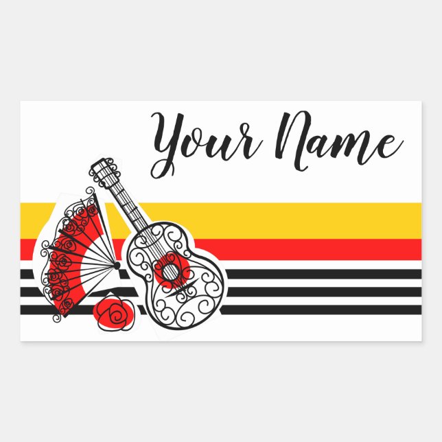 Spanish Souvenirs Classic Stripe Name rectangle Sticker (Front)