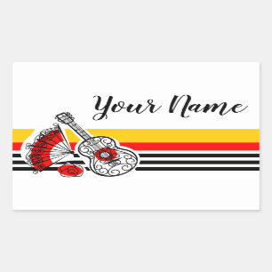 Spanish Souvenirs Classic Stripe Name rectangle Sticker