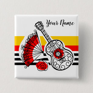Spanish Souvenirs Classic Stripe Name square 2 Inch Square Button