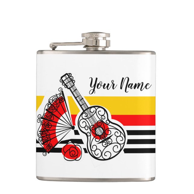 Spanish Souvenirs Classic Stripe Text flask (Front)