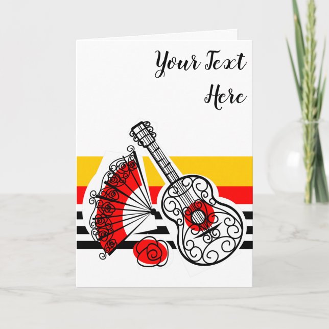 Spanish Souvenirs Classic Stripe Text Holiday Card (Front)