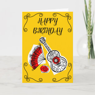 Spanish Souvenirs Corners Birthday vertical Card
