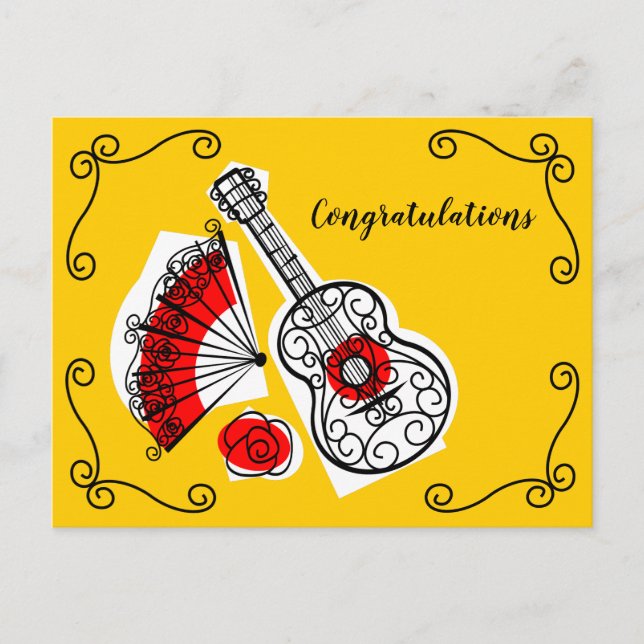 Spanish Souvenirs Corners Congratulations Postcard (Front)
