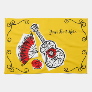 Spanish Souvenirs Corners Text horizontal Kitchen Towel