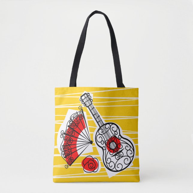 Spanish Souvenirs Group all over tote red back (Front)
