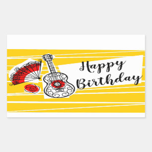 Spanish Souvenirs Happy Birthday rectangle Sticker