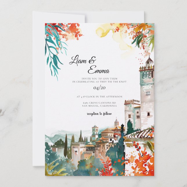 Spanish Spain Destination Wedding Invitation (Front)