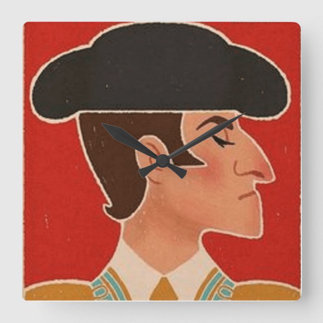 Spanish Spaniard Matador Square Wall Clock (Front)