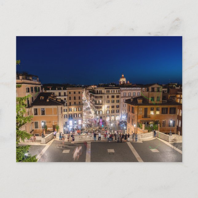 Spanish Steps and Piazza di Spagna at dusk - Rome Postcard (Front)