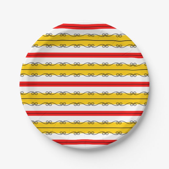 Spanish Stripe paper plate round (Front)