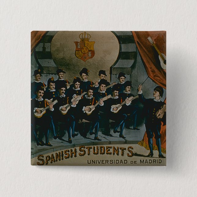 'Spanish Students, University of Madrid' (colour l 2 Inch Square Button (Front)