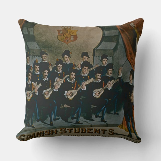 'Spanish Students, University of Madrid' (colour l Throw Pillow (Front)