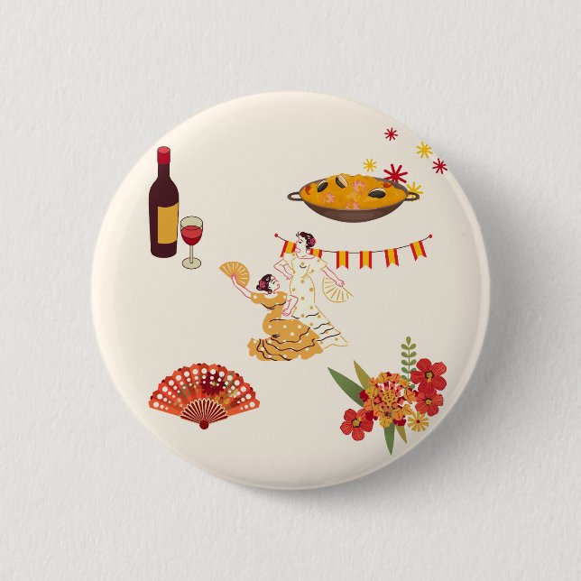 Spanish Style Fiesta 2 Inch Round Button (Front)