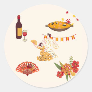Spanish Style Fiesta Classic Round Sticker