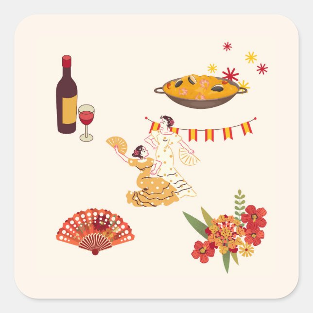Spanish Style Fiesta Square Sticker (Front)